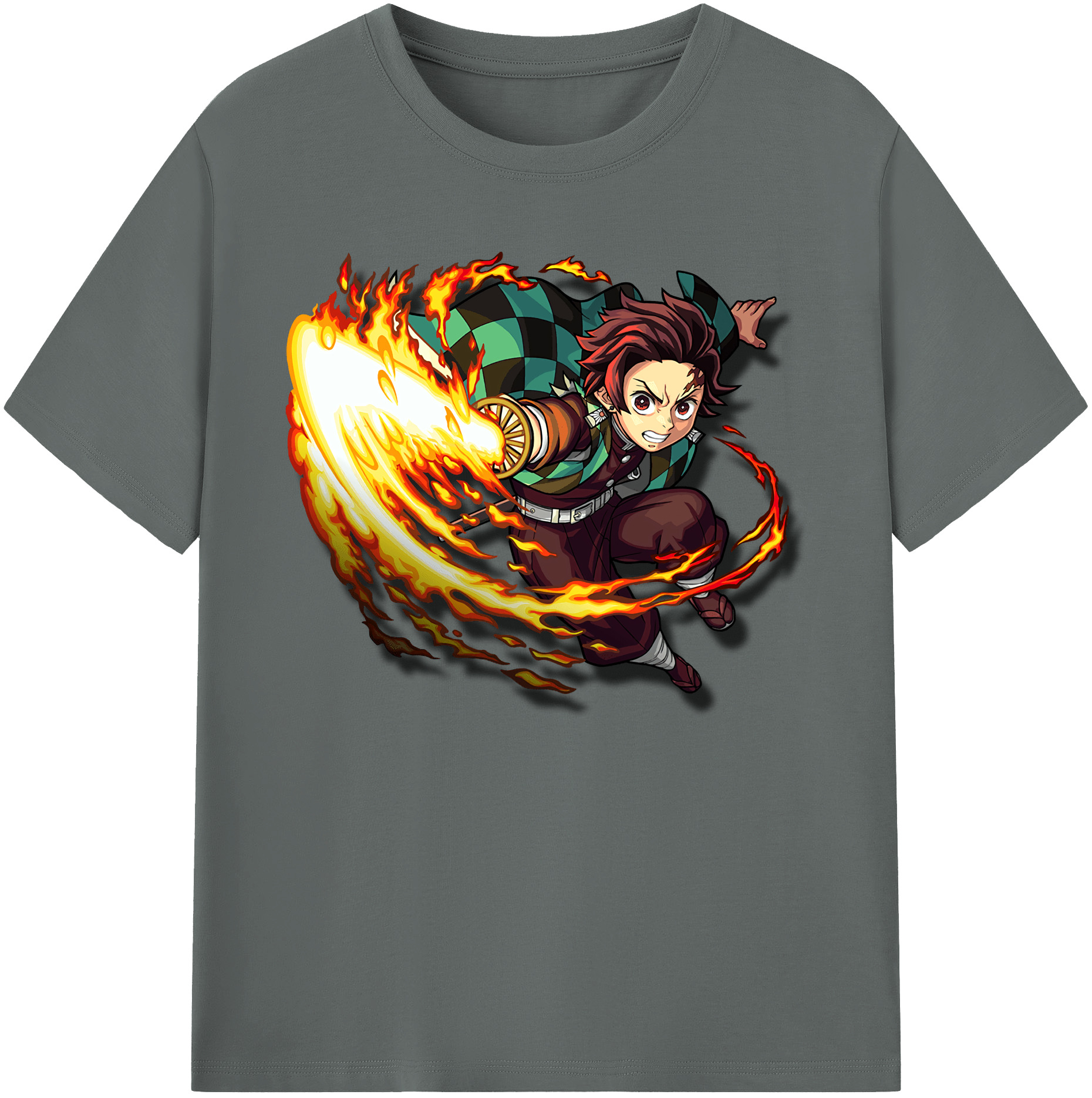 （画像用） 鬼滅の刃 竈門 炭治郎／かまど たんじろう Kamado Tanjirou 綿100％ メンズ半袖Tシャツ｜肌触りやわらか＆通気性